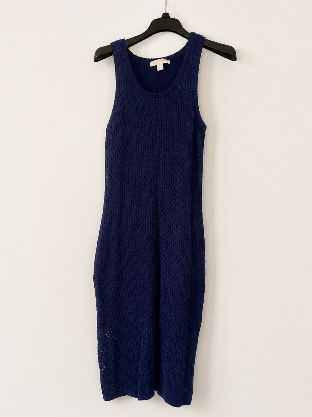 MICHAEL Michael Kors Navy Open-Knit Sleeveless Midi Dress M